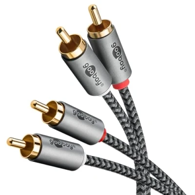 Afbeelding van Goobay Stereo RCA kabel, 2 m, Sharkskin grijs (2 m, RCA), Audiokabel