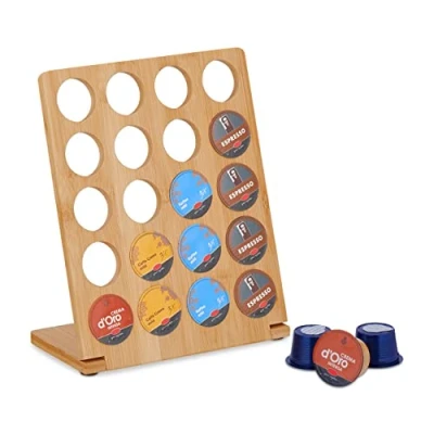 Afbeelding van Relaxdays capsulehouder voor Cafissimo cuphouder bamboe koffiecuphouder 20 cups