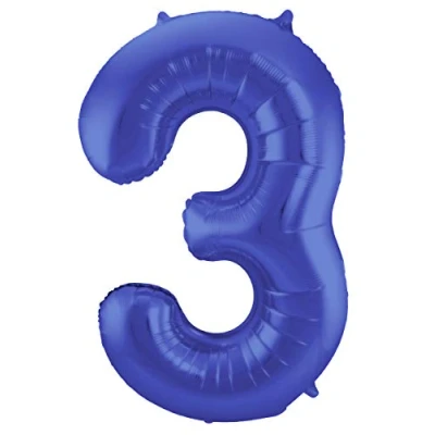 Afbeelding van Ballon folie cijfer 3 mat blauw 86cm