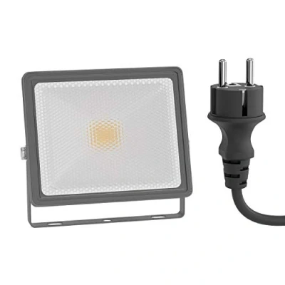 Afbeelding van ledscom.de LED tuinspot FLIN voor buiten, IP66, stekker, grijs, 11,5 W, 837lm, warm wit, wandlamp, buitenspot, tuinlamp, wandspot, wand, garage