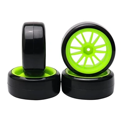 Afbeelding van Pxyelec 4 stks 12 Spaak Groene Wiel Velg Tyre Banden voor RC 1/10 Drift Auto