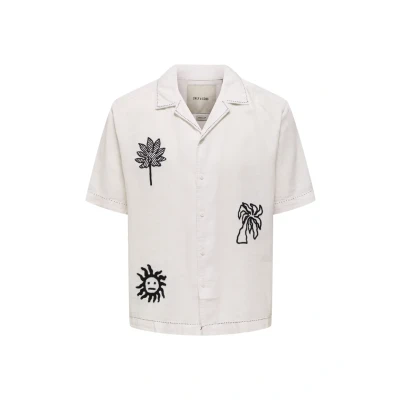 Afbeelding van Only &amp; Sons Embroidery Resort Overhemd, Heren, Maat: XL, Weiß