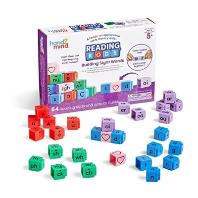 Afbeelding van Learning Resources Reading Rods Zichtwoorden maken, leren lezen, woorden activiteiten, letterblokken, zichtwoorden, éénlettergreepwoorden