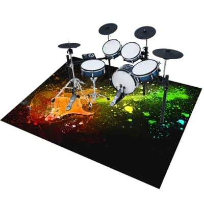 Afbeelding van EYKWKB Professioneel drumtapijt, drumkleed, geluidsisolatie, vloermat, 160 x 140 cm, antislip drummat, jazz drumstel, elektronisch vloerkleden voor basdrum, snare, strak geweven stof,
