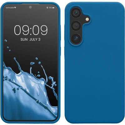 Afbeelding van kwmobile telefoonhoesje geschikt voor Samsung Galaxy S24 Plus Hoesje met siliconen coating Smartphone case in rifblauw