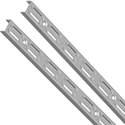 Afbeelding van Element System Wandrails, 2 rijen, stabiele ophangrails voor flexibele montage van planksystemen, wandplanken, 50 cm, staal, wit aluminium, stuks