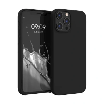 Afbeelding van kwmobile telefoonhoesje geschikt voor Apple iPhone 12 Pro Max Hoesje met siliconen coating Smartphone case in mat zwart