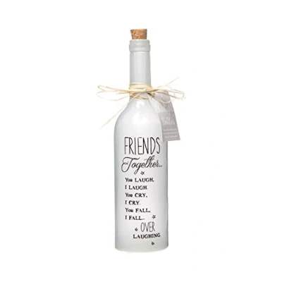 Afbeelding van Boxer Gifts Light Up LED Friends Together Glazen Starlight Fles Mooie Decoratieve Woonartikelen Verjaardag Kerst Wordt geleverd met Gift Tag, Wit, 6,7 cm x 29,5