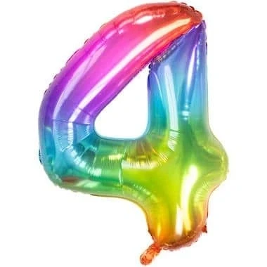 Afbeelding van Helium ballon Yummy Gummy regenboog cijfer 4 81cm