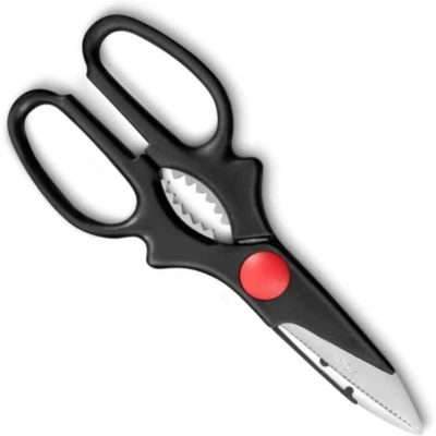 Afbeelding van Déglon Multifunctionele Keukenschaar Zwart met Rood Essentieel Keukengereedschap