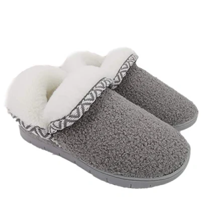 Afbeelding van ofoot Sloffen Dames Fuzzy Warm Gezellig Traagschuim Slaapkamer Fleece Huis Slippers, Zachte Dikke Pluche Voering Binnen Buiten Antislip Harde Rubberen Zool
