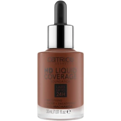 Afbeelding van Catrice HD Liquid Coverage Foundation, nr. 098, nude, langdurig, matterend, mat, voor onzuivere huid, veganistisch, olievrij, waterbestendig, zonder parabenen, per stuk verpakt (30 ml)