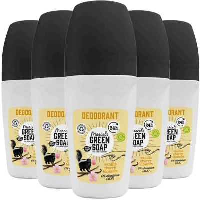 Afbeelding van 5x Marcel&#039;s Green Soap Deodorant Roller Vanilla Cherryblossom 50 ml
