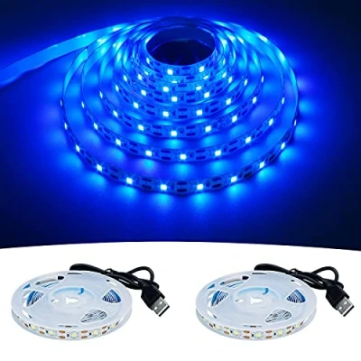 Afbeelding van GOMING 5V USB LED Strip Blauw 460 465nm voeding 4M(2X2M) 240LED Flexibel IP20 Niet Waterdicht SMD2835 Tape Zelfklevend voor DIY Home Decor