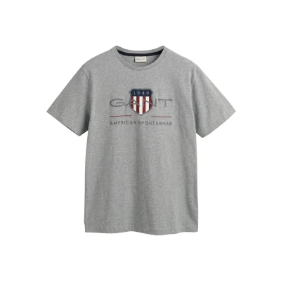 Afbeelding van GANT Tshirt print, Heren, Maat: Large, Grey melange
