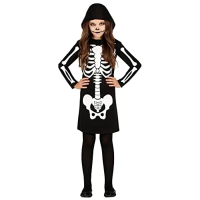 Afbeelding van Guirca Spook &amp; Skelet Kostuum Rammelend Van De Honger Meisje Zwart / Wit 10 12 jaar Halloween Verkleedkleding
