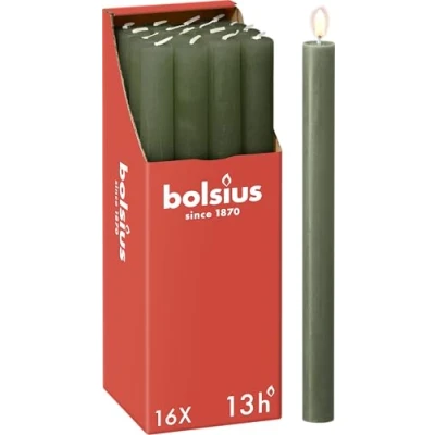 Afbeelding van Bolsius Dinerkaars Rustiek Fresh Olive 27 cm 16 Stuks