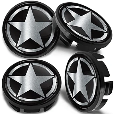 Afbeelding van SkinoEu 4 x 65mm wielnaafdoppen velgdoppen naafdop, compatibel met VW 3B7 601 171 / 6U7 wieldoppen, velgendeksel Zwart Zilver Ster CV 43