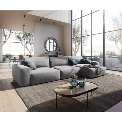 Afbeelding van Hoekbank Lanzo XL microvezel grijs 380x180 cm variabele rugleuning