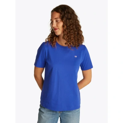 Afbeelding van Tommy Hilfiger Contrast FLAG TEE Tshirt basic, Dames, Maat: Large, Noble blue