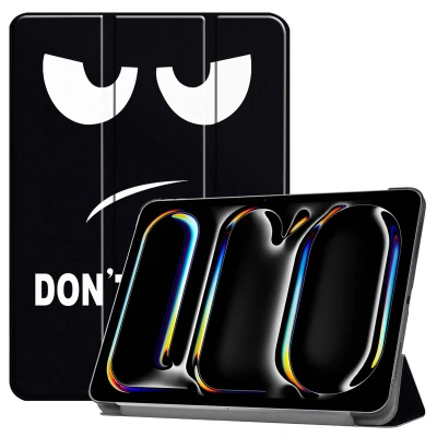 Afbeelding van iPad Pro 13 (2024) M4 Hoes: iMoshion Design Trifold Bookcase Don&#039;t touch Kunstleder Tablet Hoezen