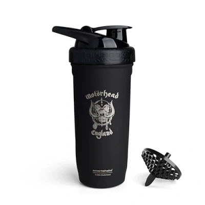Afbeelding van Smartshake Rockband Reforce Roestvrijstalen proteïneshaker, 900 ml, lekvrij schroefdeksel, BPA vrij, uniseks, motorthead, Warpig