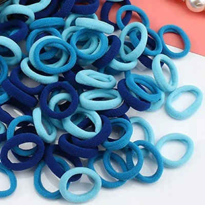 Afbeelding van 100 stuks mini haarbanden, kleine elastische haarelastiekjes voor meisjes, meerkleurig, elastisch, paardenstaart, dames, blauw