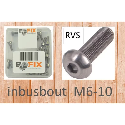 Afbeelding van Bofix Inbusbout M6x10 RVS bolkop (25st)