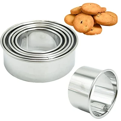 Afbeelding van SZXMDKH Koekjessnijder, gebaksnijder om te bakken, 5 maten ronde koekjessnijders vormen, cirkel voor het maken van donuttaarten scone (5,5/6,5/7,5/8,5/9,5 cm)
