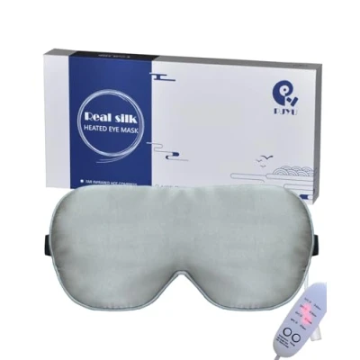 Afbeelding van Verwarmd oogmasker, PJYU Hot Eye Compress Silk Mask voor gezwollen ogen, droge Blepharitis behandeling, verlichten oogdruk, droog oogsyndroom, Styes en MGD (grijs)