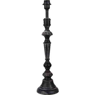 Afbeelding van Clayre &amp; Eef Lampenvoet Ø 15x60 cm Zwart Hout Kunststof Rond Lampvoet