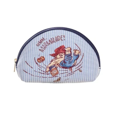 Afbeelding van Make up tasje Paddington Bear classic Marmalade Beertje licht blauw gestreept