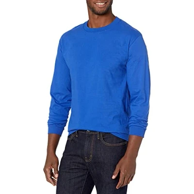 Afbeelding van Hanes Beefy T shirt met lange mouwen voor heren, 2 stuks, mouwen, Deep Royal, M