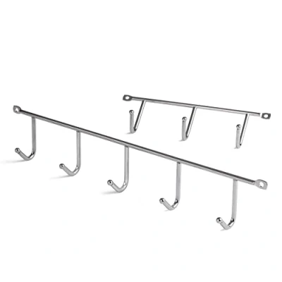 Afbeelding van LouMaxx Haaklijst, kledinghaken voor aan de muur, set van 2, chroom, optimale hulp keuken, badkamer en garage