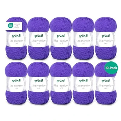 Afbeelding van Gründl Lisa Premium Uni brei en haakgaren (zacht wolachtig karakter, onderhoudsvriendelijk, wasbaar breigaren van 100% polyacryl, 50 g/133 m, naalddikte: 3,5 4,5, 10 bollen à g), lila 21