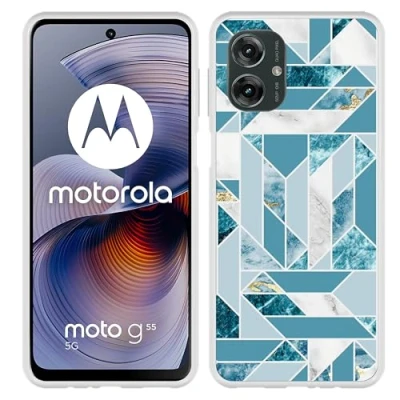Afbeelding van Cazy Hoesje geschikt voor Motorola Moto G55 Siliconen Blauw Marmer Patroon