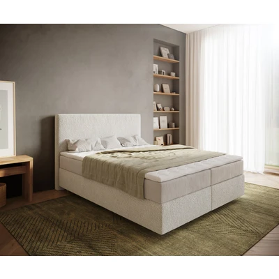 Afbeelding van Boxspringbed Dream Well Bouclé Crème Wit 160x200 cm met Pocketveringmatras en Topper Visco