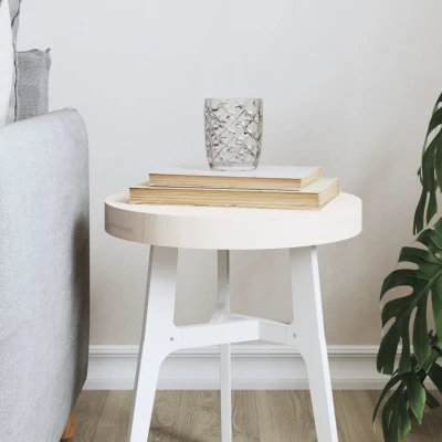 Afbeelding van Tafelblad rond Ø30x3 cm massief grenenhout wit