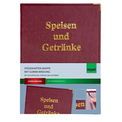 Afbeelding van Sigel menu map met reliëf in goud en rubber binding Voor A4 1 stuk claret