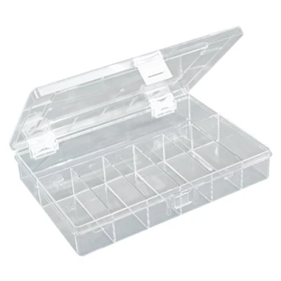 Afbeelding van hünersdorff Assortimentsdoos: stabiele sorteerdoos (PS Compact) met vaste vakverdeling (7 vakken), afmetingen: T170 x B250 H46 mm, Made in Germany, glashelder