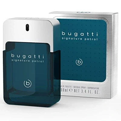 Afbeelding van bugatti Sigature Petrol parfum voor heren, 100 ml, frisse eau de toilette met citrische, aquatische geur, elke gelegenheid en gelegenheid, fris, kruidig, mystiek