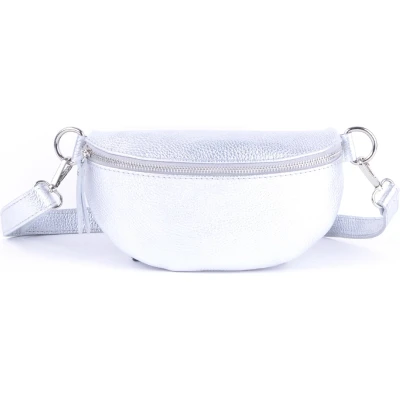 Afbeelding van Giuliano Lederen Bumbag/Heuptas Metallic lichtzilver made in Italy