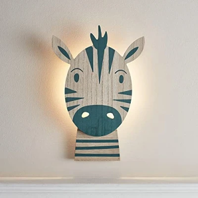 Afbeelding van Lights4fun Zebra LED Wandlamp Afstandsbediening Timer Batterij aangedreven Indoor Nursery Decor
