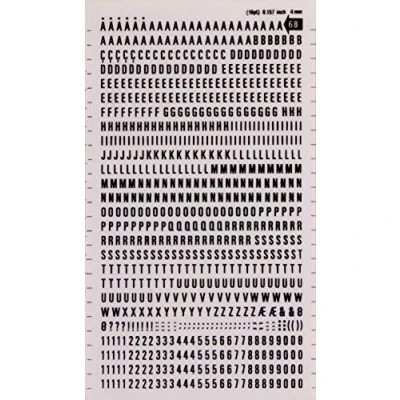 Afbeelding van APLI DD68F Zwart overdraagbare letters en cijfers 4 mm 792 tekens