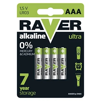 Afbeelding van EMOS Raver Ultra Alkaline AAA Micro Batterijen 1,5 V LR03 4 stuks 7 jaar houdbaar