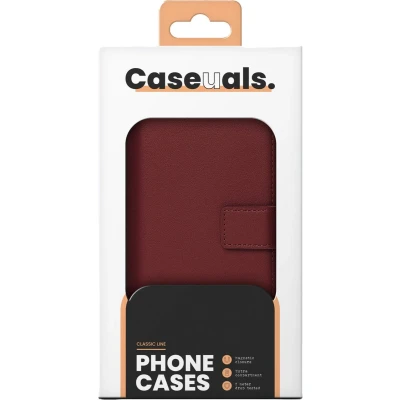 Afbeelding van Caseuals Genuine Leather Wallet Bookcase Samsung Galaxy A14 5g/a14 4g Rood