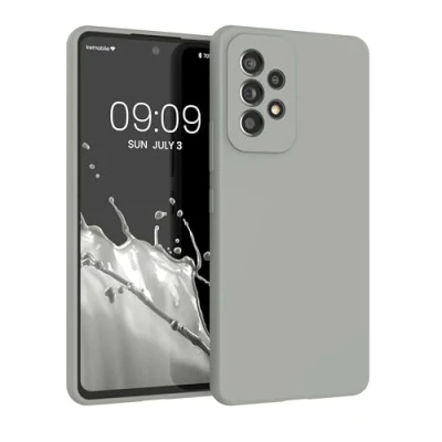 Afbeelding van kwmobile telefoonhoesje geschikt voor Samsung Galaxy A53 5G Hoesje met siliconen coating Smartphone case in grijs