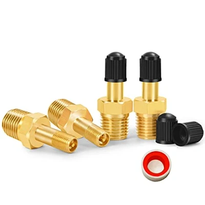 Afbeelding van GODESON 1/4 &quot;NPT Tank Valve, Anti Corrosie Messing Schrader Valve met 1/4&quot; Mannelijke NPT, Gebruik Air Compressor Tanks (Pack van 4)