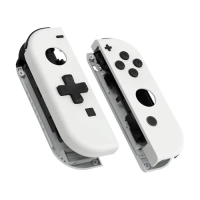 Afbeelding van eXtremeRate Soft Touch Wit Joycon Handheld Controller Behuizing (D Pad Versie) met Volledige set Knoppen, Doe Het Zelf Vervangende Hoes voor Switch &amp; OLED Joy Con Console Shell NIET Inbegrepen