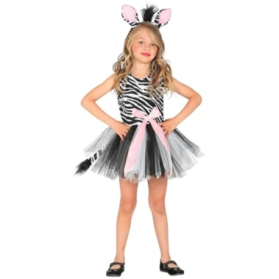 Afbeelding van Widmann Zebra Kostuum Huppelende Unieke Xena Meisje Maat 110 Carnavalskleding Verkleedkleding